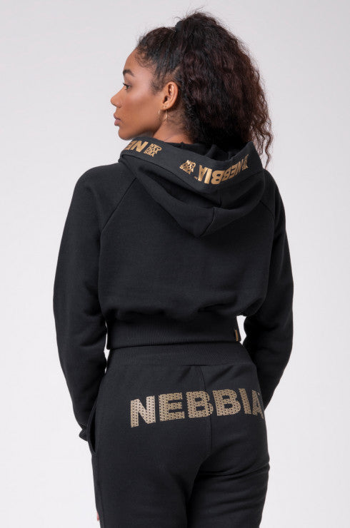 Nebbia Golden Cropped Hoodie (Black) - Fit Puoti